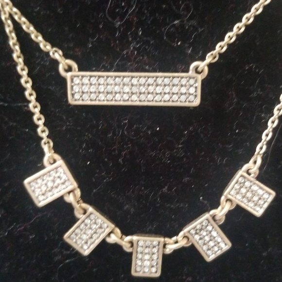 Chloe and Isabel Pavé Bar Convertible Necklace Geometric shapes with clear beads - Picture 2 of 4